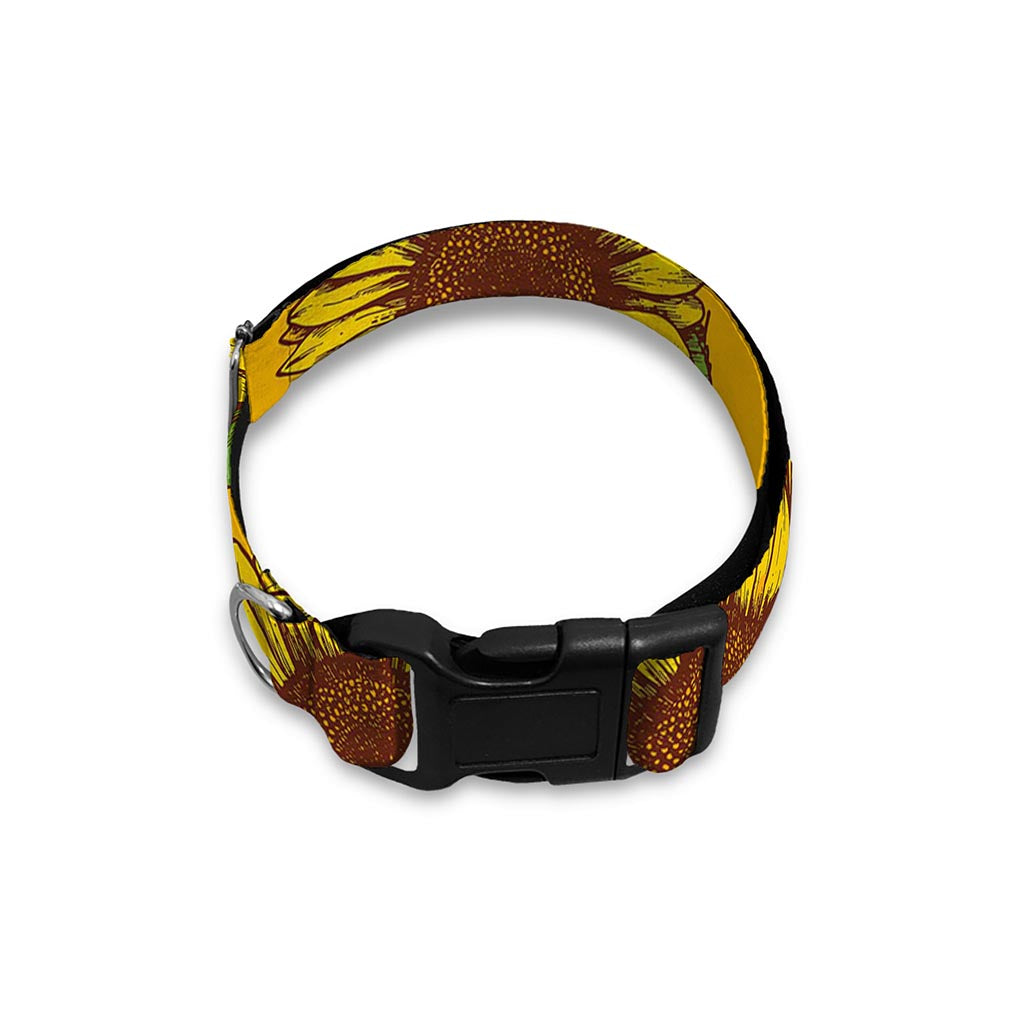 Classic Vintage Sunflower Pattern Print Dog Collar