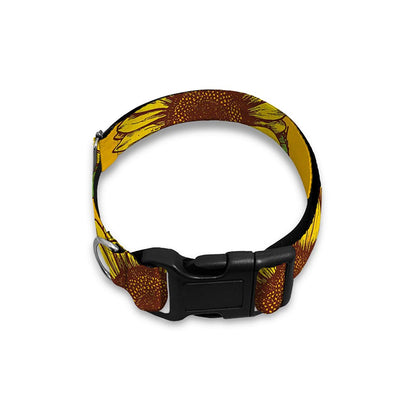 Classic Vintage Sunflower Pattern Print Dog Collar