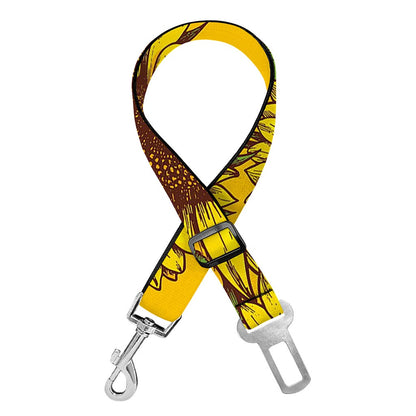 Classic Vintage Sunflower Pattern Print Dog Seat Belt