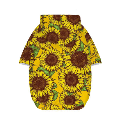 Classic Vintage Sunflower Pattern Print Dog Zip Up Hoodie