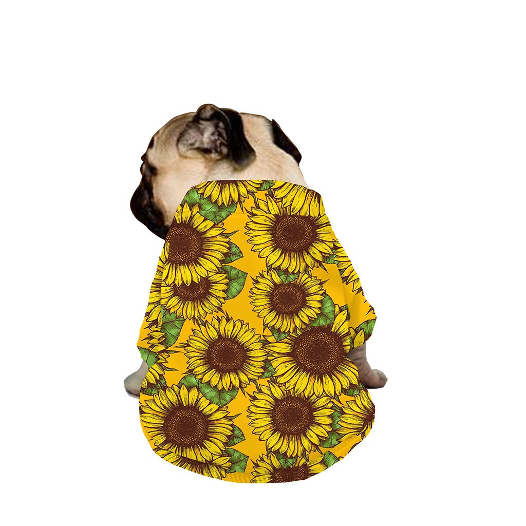 Classic Vintage Sunflower Pattern Print Dog Zip Up Jacket
