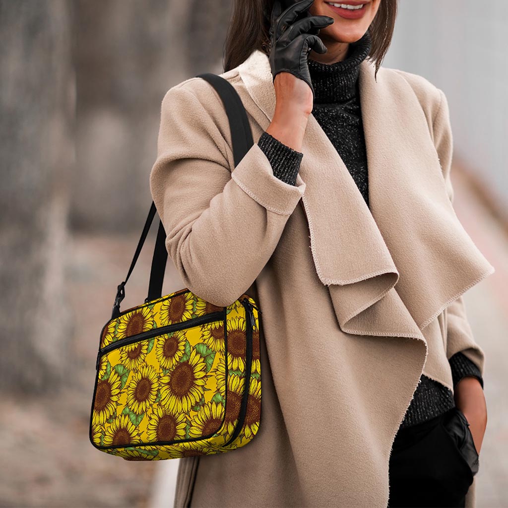 Classic Vintage Sunflower Pattern Print Double Strap Bible Bag
