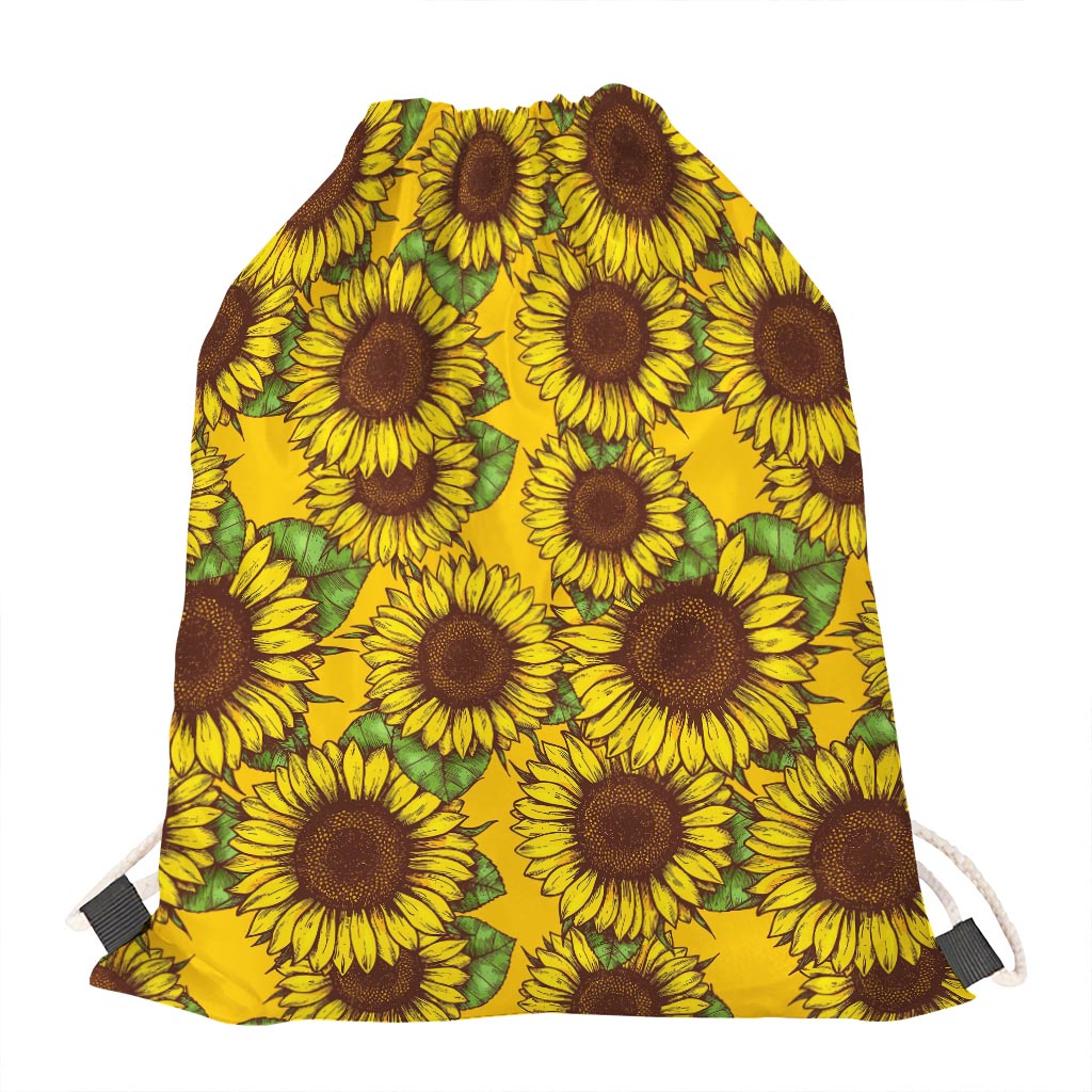 Classic Vintage Sunflower Pattern Print Drawstring Bag