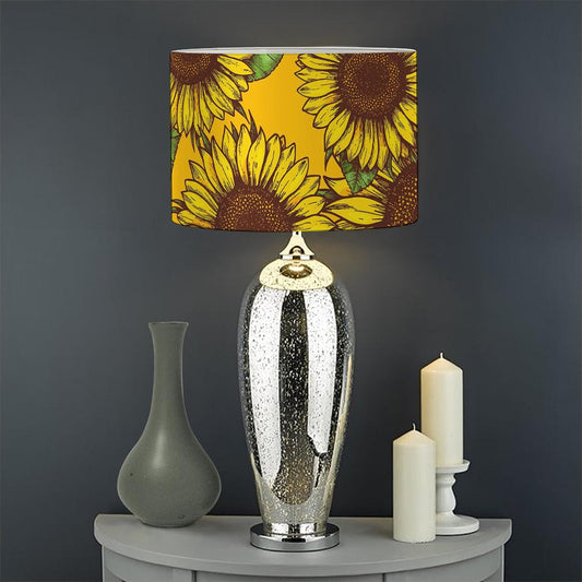 Classic Vintage Sunflower Pattern Print Drum Lamp Shade