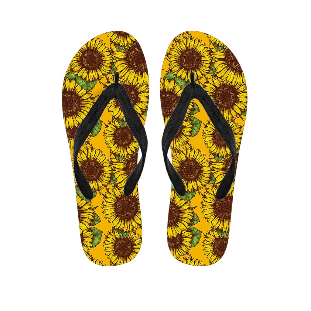 Classic Vintage Sunflower Pattern Print Flip Flops