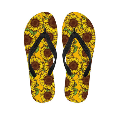 Classic Vintage Sunflower Pattern Print Flip Flops