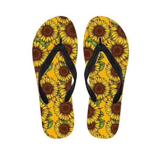 Classic Vintage Sunflower Pattern Print Flip Flops