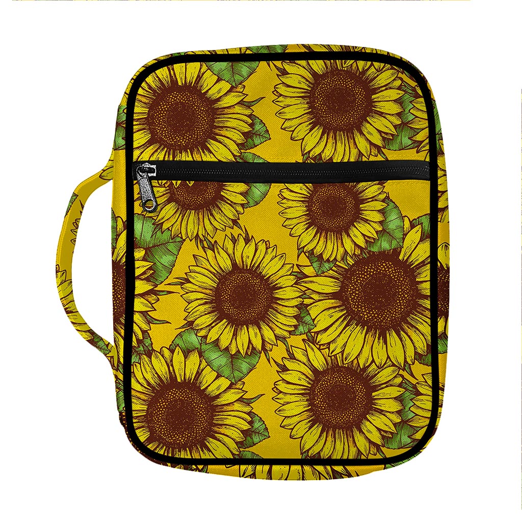 Classic Vintage Sunflower Pattern Print Front Pocket Bible Bag