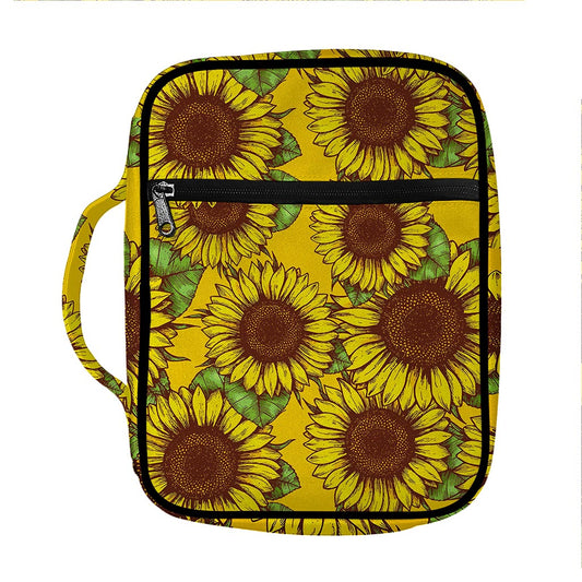 Classic Vintage Sunflower Pattern Print Front Pocket Bible Bag