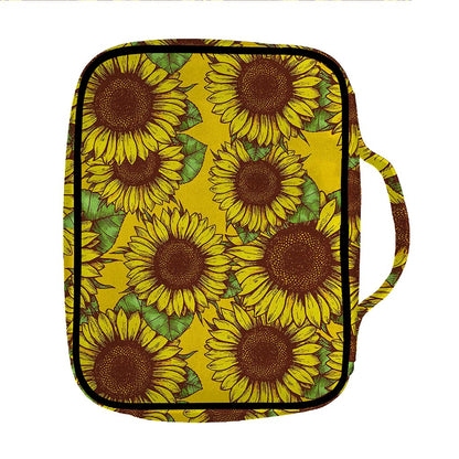 Classic Vintage Sunflower Pattern Print Front Pocket Bible Bag
