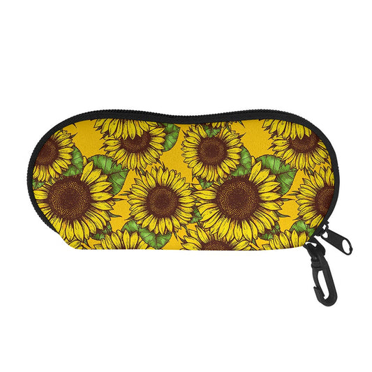 Classic Vintage Sunflower Pattern Print Glasses Case