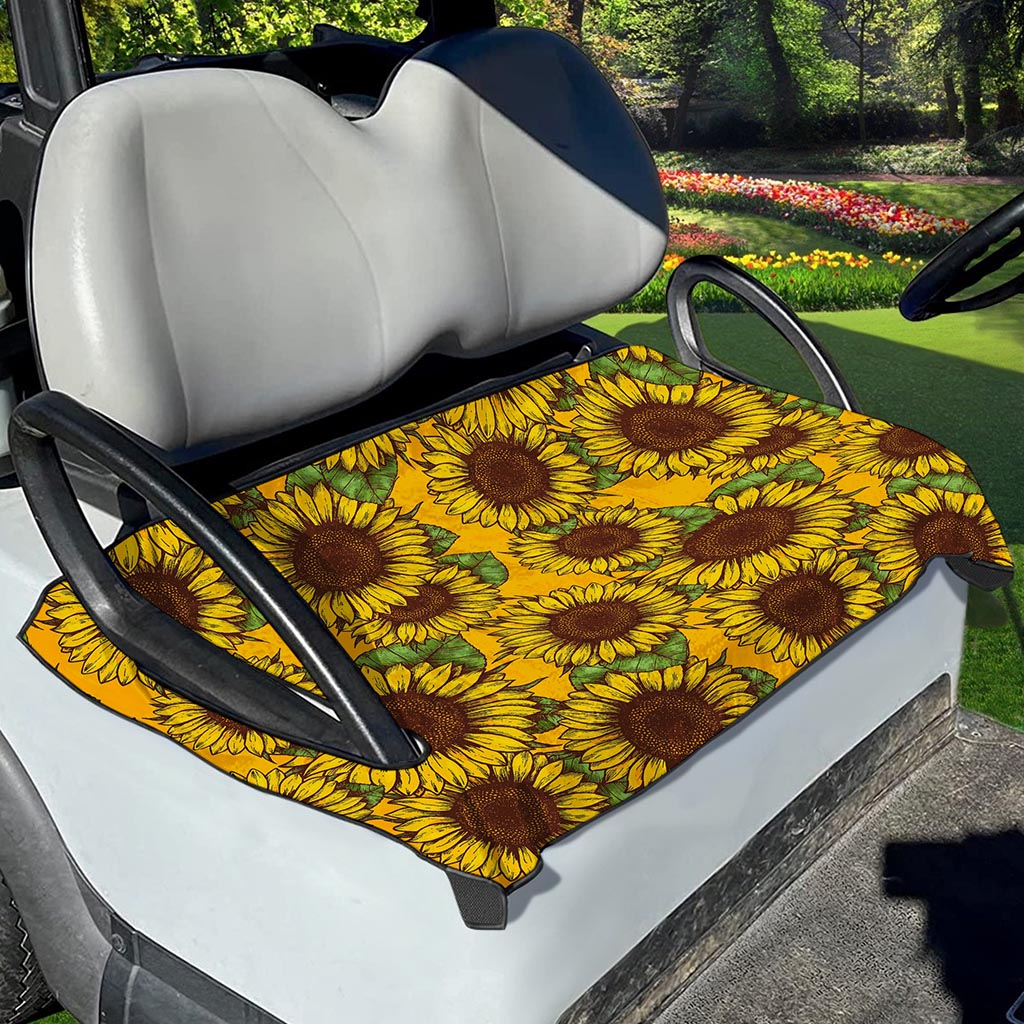 Classic Vintage Sunflower Pattern Print Golf Cart Seat Cover