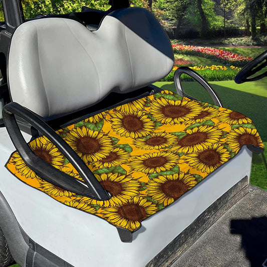 Classic Vintage Sunflower Pattern Print Golf Cart Seat Cover