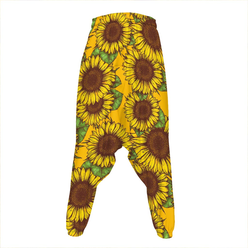 Classic Vintage Sunflower Pattern Print Hammer Pants