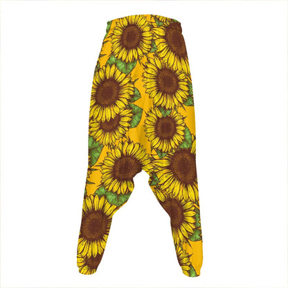 Classic Vintage Sunflower Pattern Print Hammer Pants