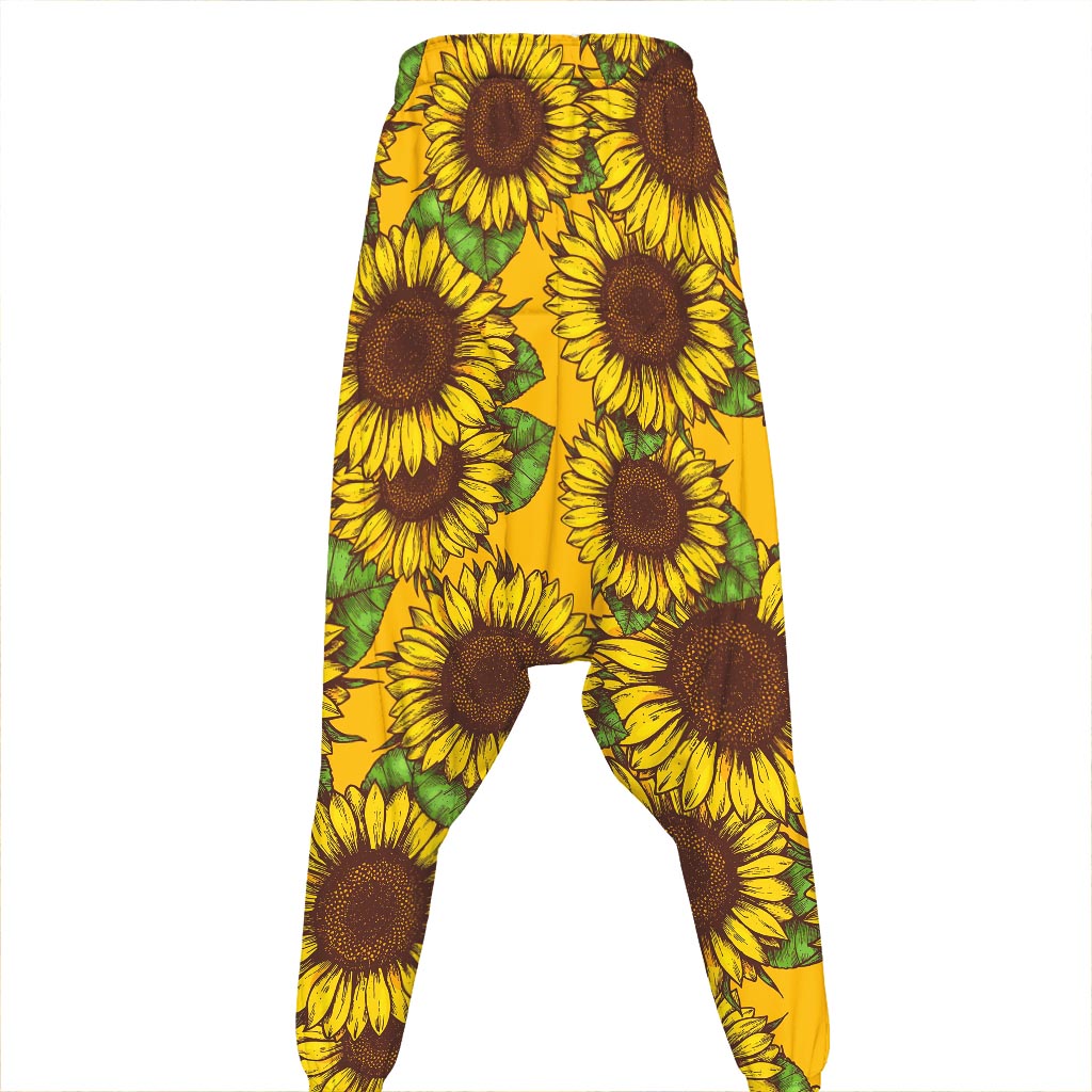 Classic Vintage Sunflower Pattern Print Hammer Pants