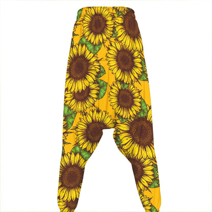 Classic Vintage Sunflower Pattern Print Hammer Pants