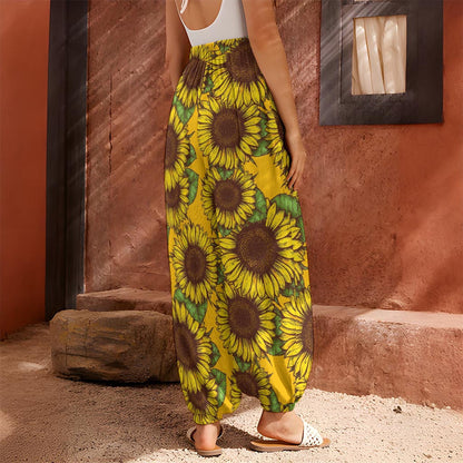 Classic Vintage Sunflower Pattern Print Harem Pants