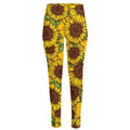 Classic Vintage Sunflower Pattern Print High-Waisted Pocket Leggings