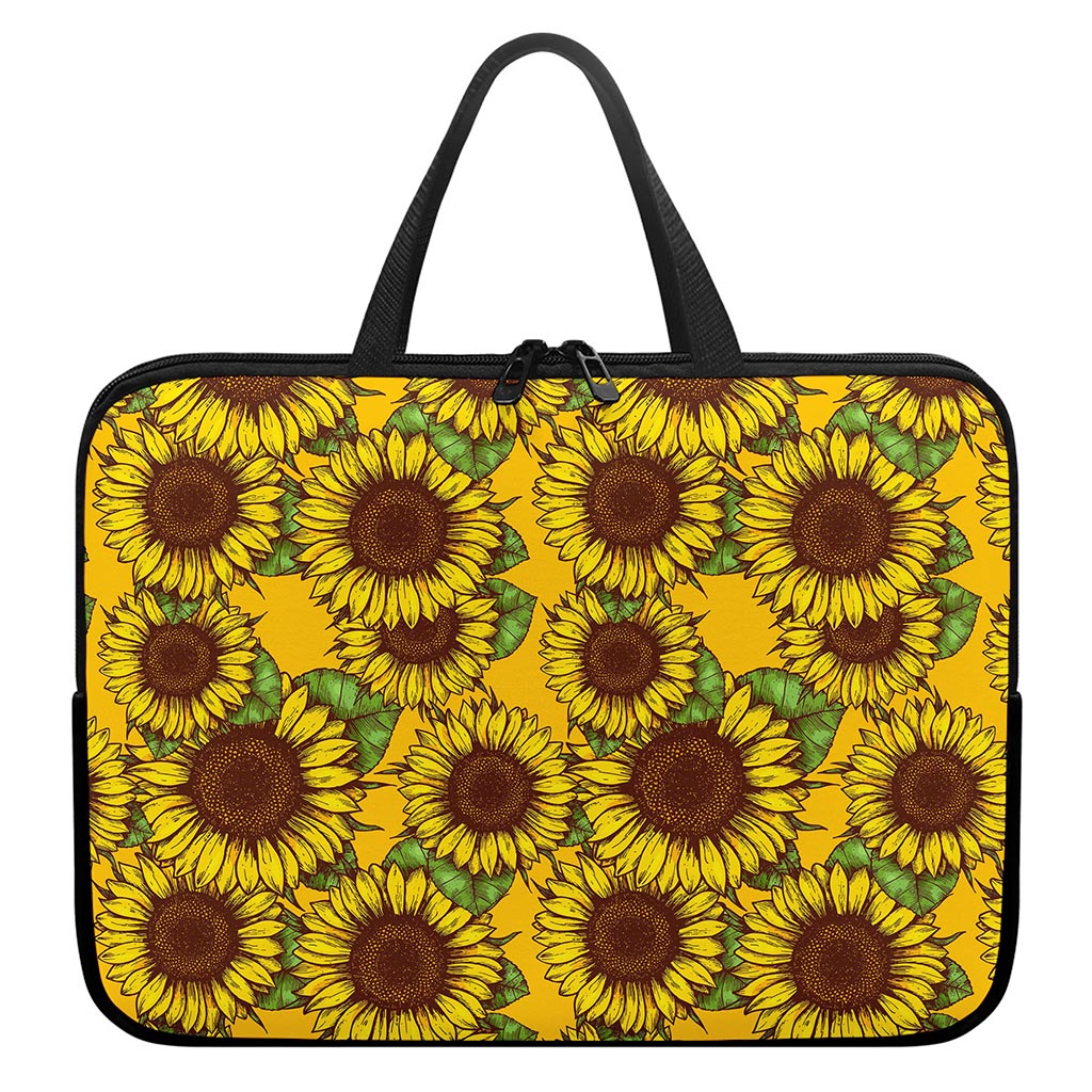 Classic Vintage Sunflower Pattern Print Laptop Sleeve With Handle