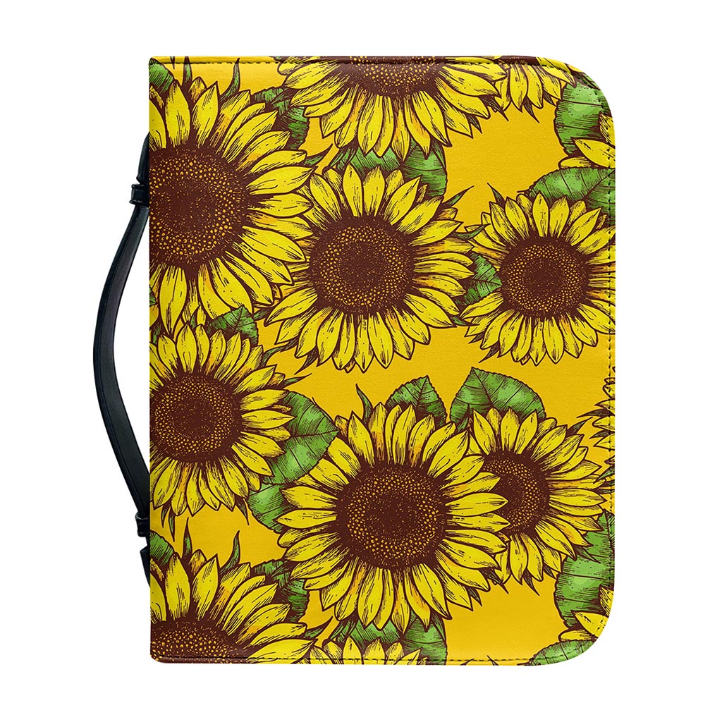 Classic Vintage Sunflower Pattern Print Leather Bible Cover