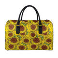 Classic Vintage Sunflower Pattern Print Leather Duffel Bag