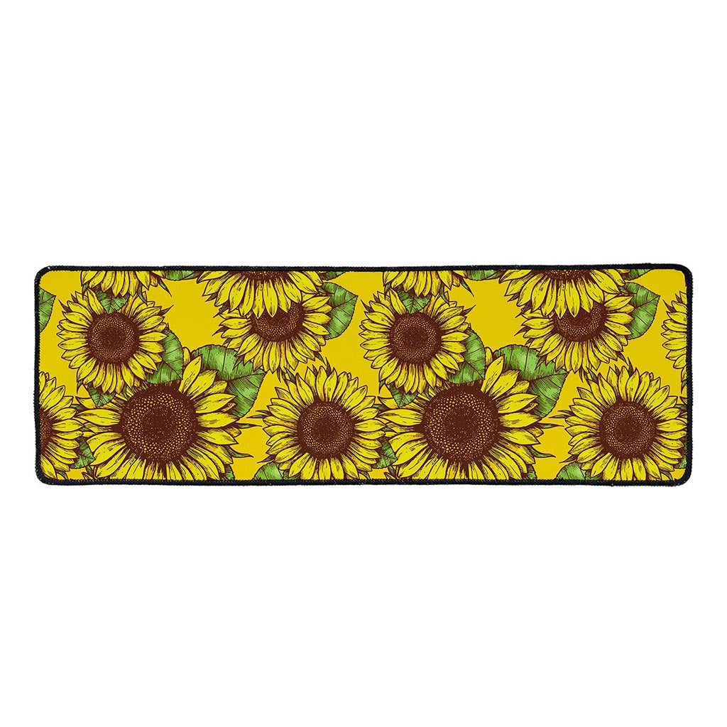 Classic Vintage Sunflower Pattern Print Long Kitchen Mat