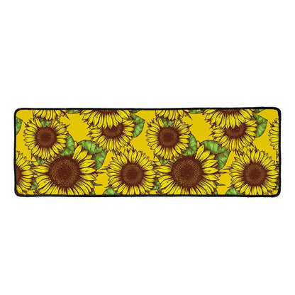 Classic Vintage Sunflower Pattern Print Long Kitchen Mat