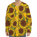 Classic Vintage Sunflower Pattern Print Long Sleeve Baseball Jersey