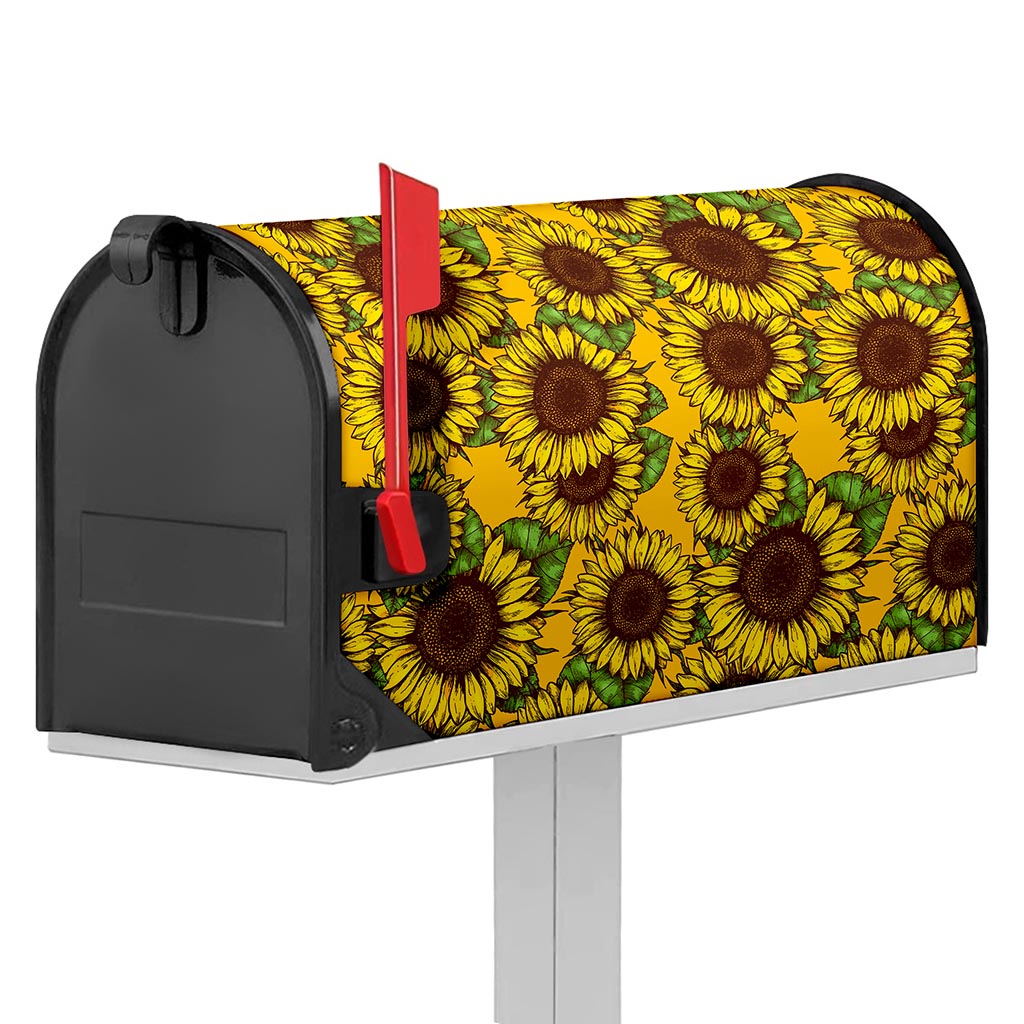 Classic Vintage Sunflower Pattern Print Mailbox Cover