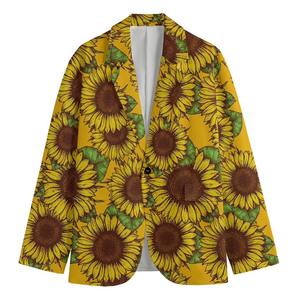 Classic Vintage Sunflower Pattern Print Men's Blazer