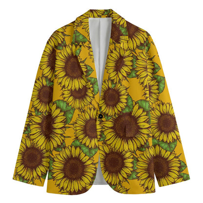 Classic Vintage Sunflower Pattern Print Men's Blazer
