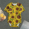 Classic Vintage Sunflower Pattern Print Men's Bodysuit