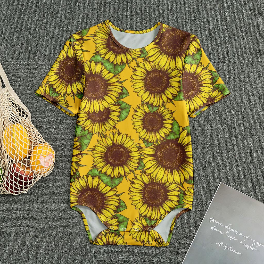 Classic Vintage Sunflower Pattern Print Men's Bodysuit