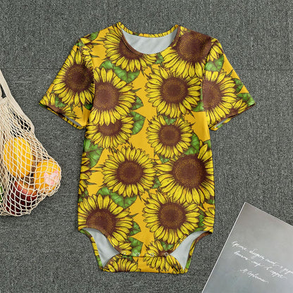 Classic Vintage Sunflower Pattern Print Men's Bodysuit