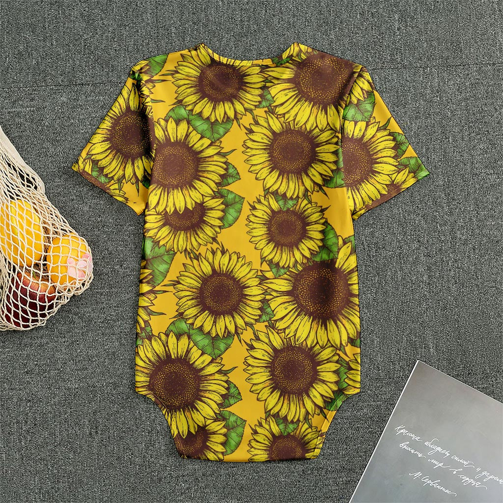 Classic Vintage Sunflower Pattern Print Men's Bodysuit