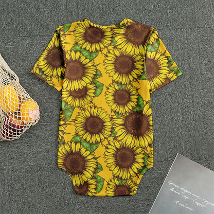 Classic Vintage Sunflower Pattern Print Men's Bodysuit