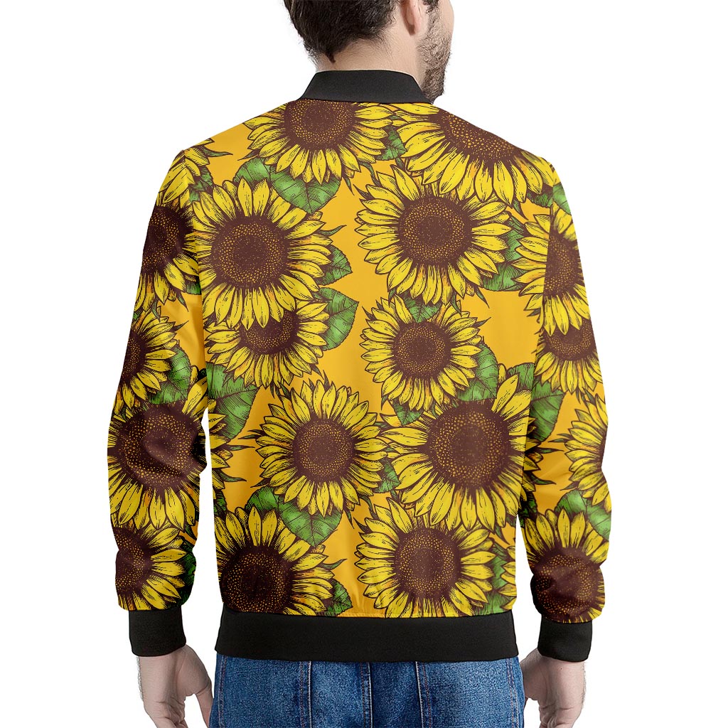 Classic Vintage Sunflower Pattern Print Men's Bomber Jacket