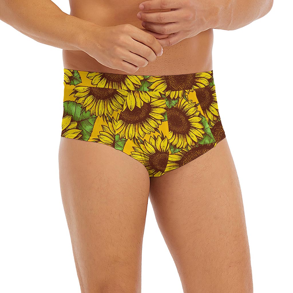 Classic Vintage Sunflower Pattern Print Men's Briefs