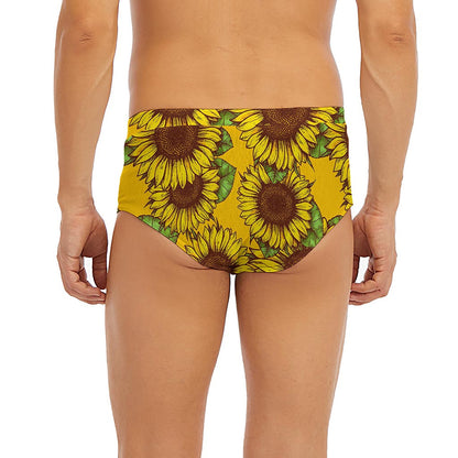 Classic Vintage Sunflower Pattern Print Men's Briefs
