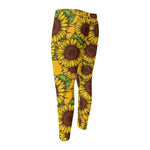 Classic Vintage Sunflower Pattern Print Men's Compression Pants