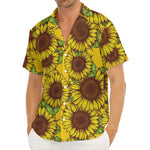 Classic Vintage Sunflower Pattern Print Men's Deep V-Neck Shirt