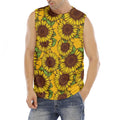 Classic Vintage Sunflower Pattern Print Men's Fitness Tank Top
