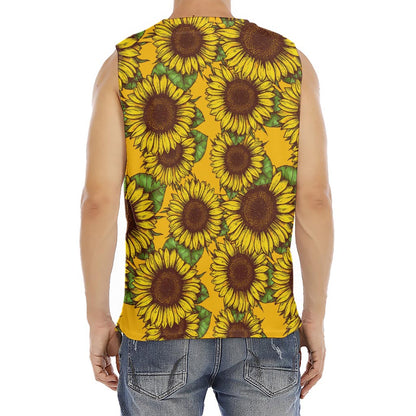Classic Vintage Sunflower Pattern Print Men's Fitness Tank Top