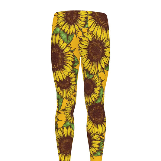 Classic Vintage Sunflower Pattern Print Men's leggings
