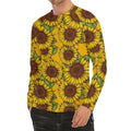 Classic Vintage Sunflower Pattern Print Men's Long Sleeve Rash Guard