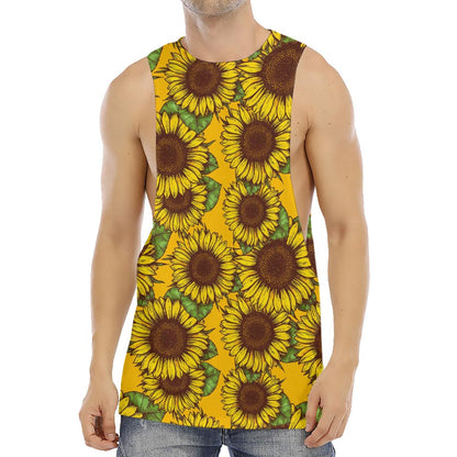 Classic Vintage Sunflower Pattern Print Men's Muscle Tank Top