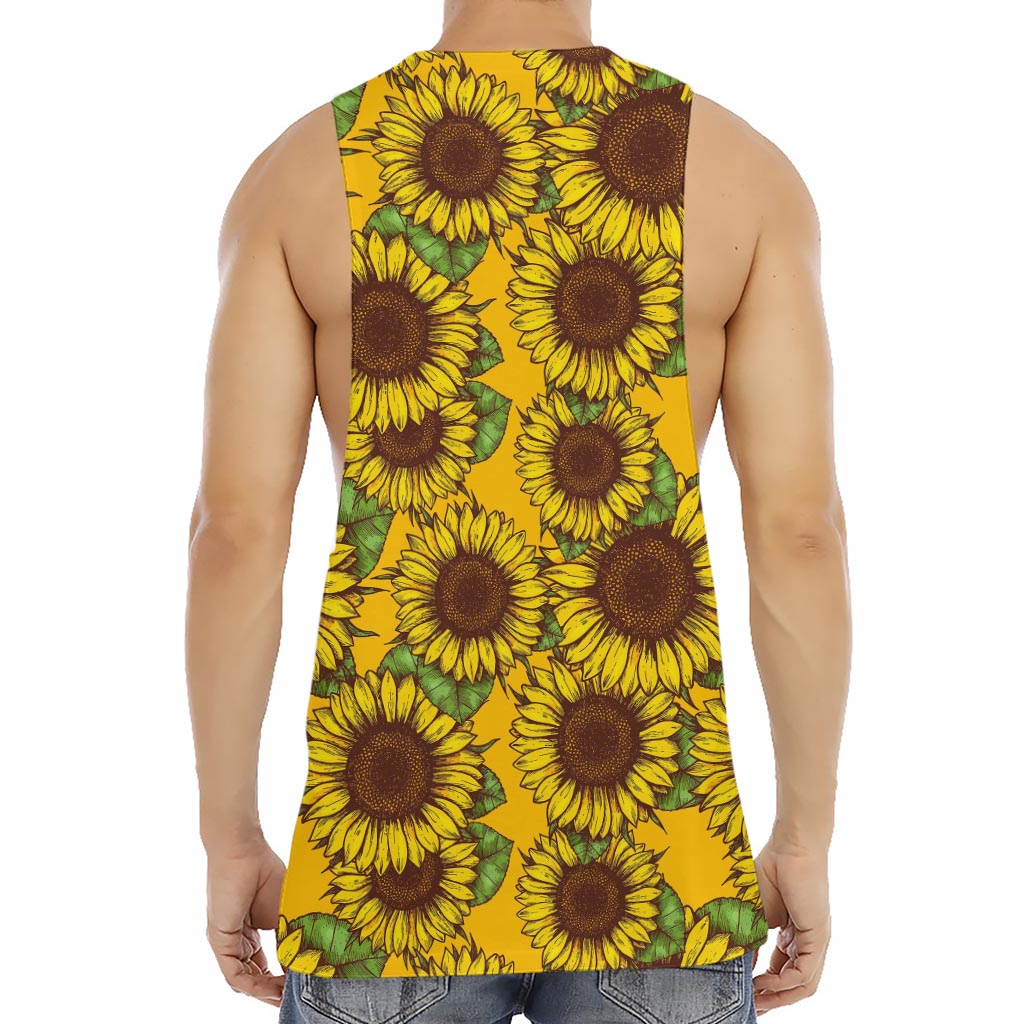 Classic Vintage Sunflower Pattern Print Men's Muscle Tank Top