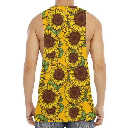 Classic Vintage Sunflower Pattern Print Men's Muscle Tank Top