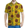 Classic Vintage Sunflower Pattern Print Men's Polo Shirt